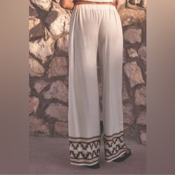 NEXT DIRECT - ECRU white wide leg abstract print pant - BNWT - Picture 3 of 5